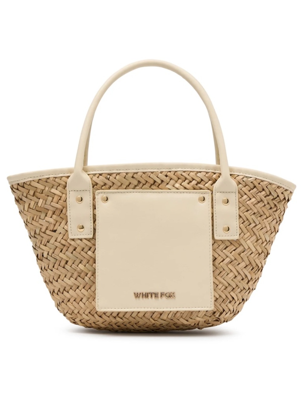 White Fox Vivienne Straw Top Handle Bag Cream